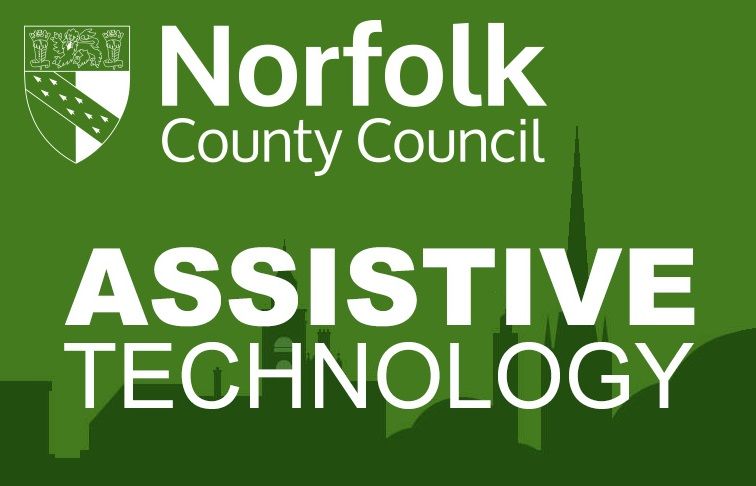 Assistive Technology logo with Norwich skyline in the background