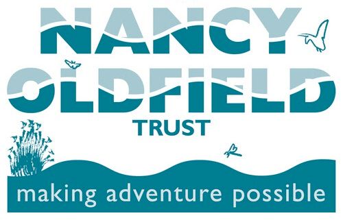 Nancy Oldfield Trust logo in blue lettering over a white background