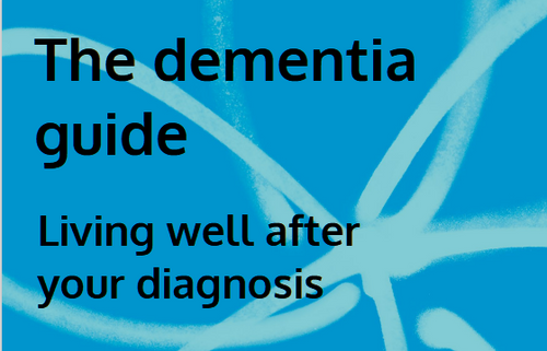 The Dementia Guide - Alzheimer's Society logo in background